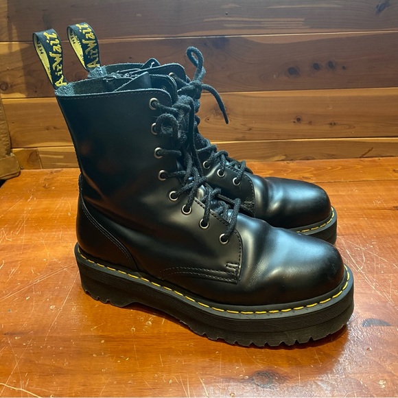 Dr. Martens Shoes - Dr Martens Jadon Platform Black Leather Boots